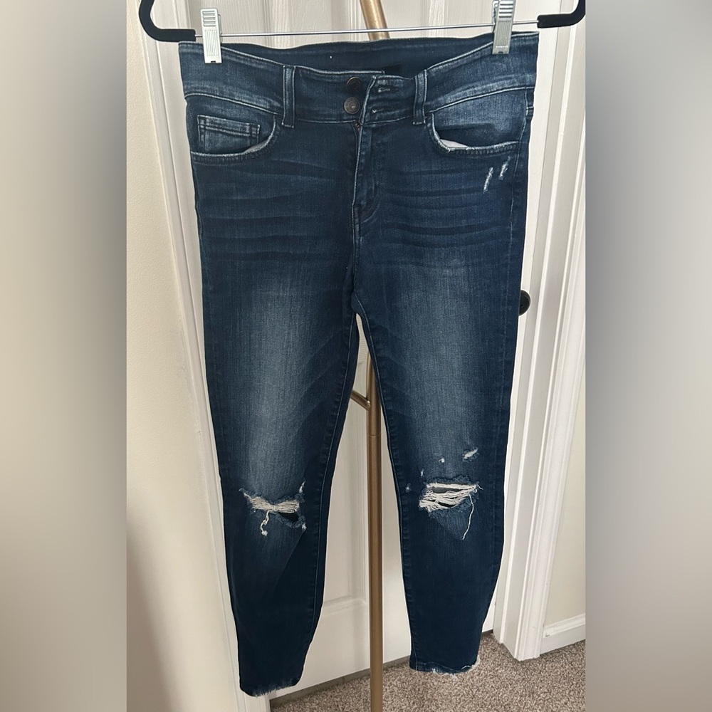 Flying Monkey Stretch Women’s Distressed Ankle Skinny Size 27 Shark Bite Hem